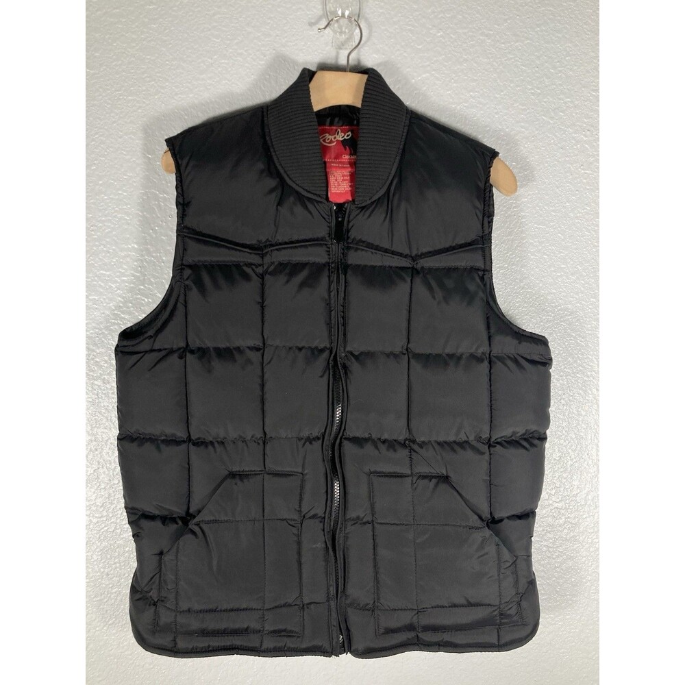 Rodeo Clothing Co. Puffer Vest Mens S Gear Western Cut Down Black Cowboy Zip PBR